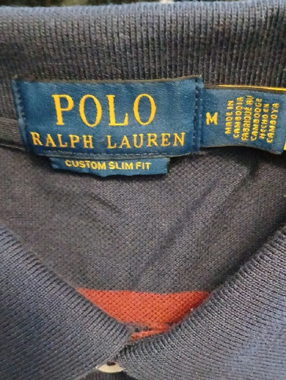 Polo Ralph Lauren Custom Slim Fit Bear Mesh Preppy Polo‎ Shirt M/Burgundy/Blue